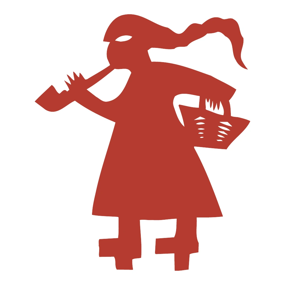 Basket-Carrying Girl paper-cut design