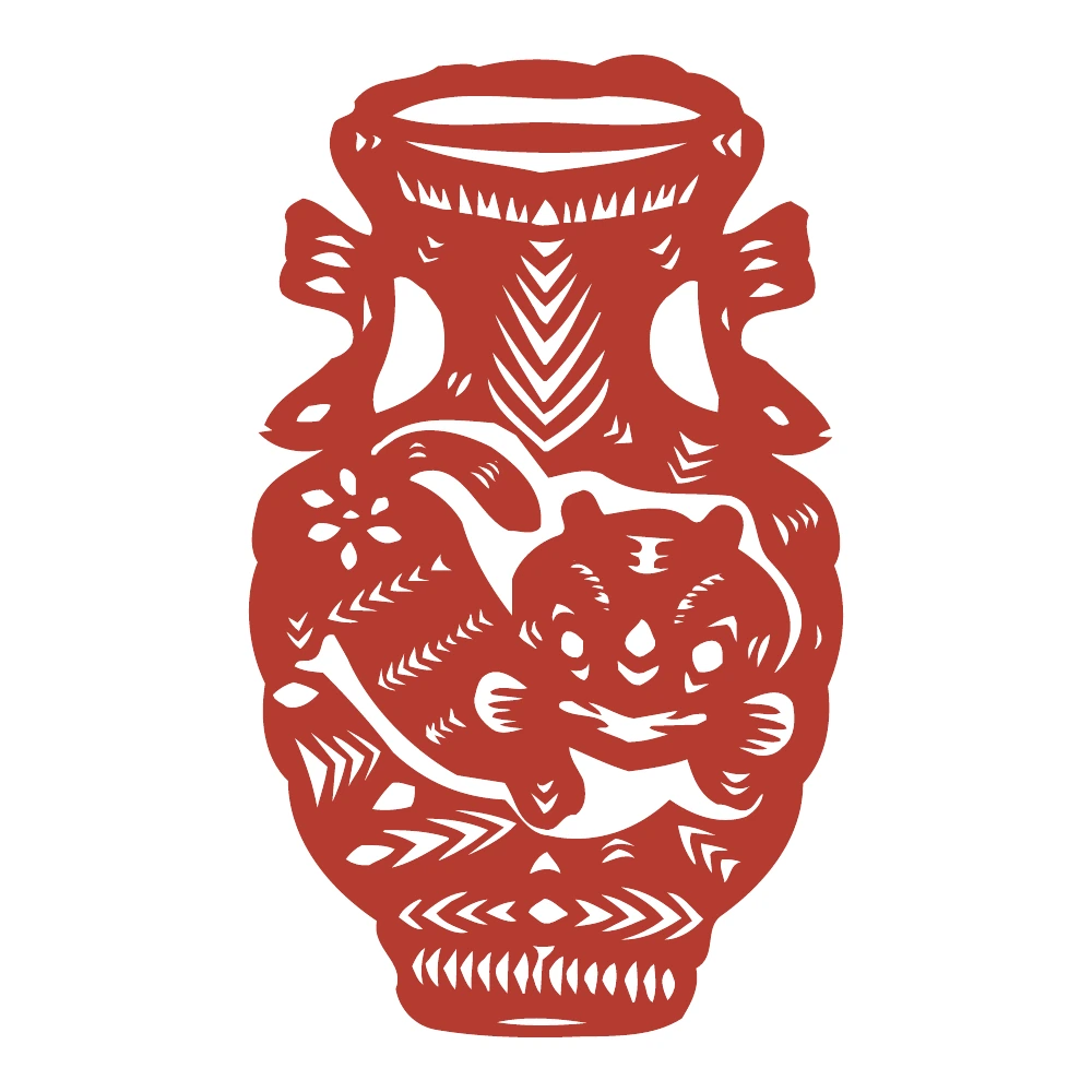 Birds and Flowers Vase paper-cut design