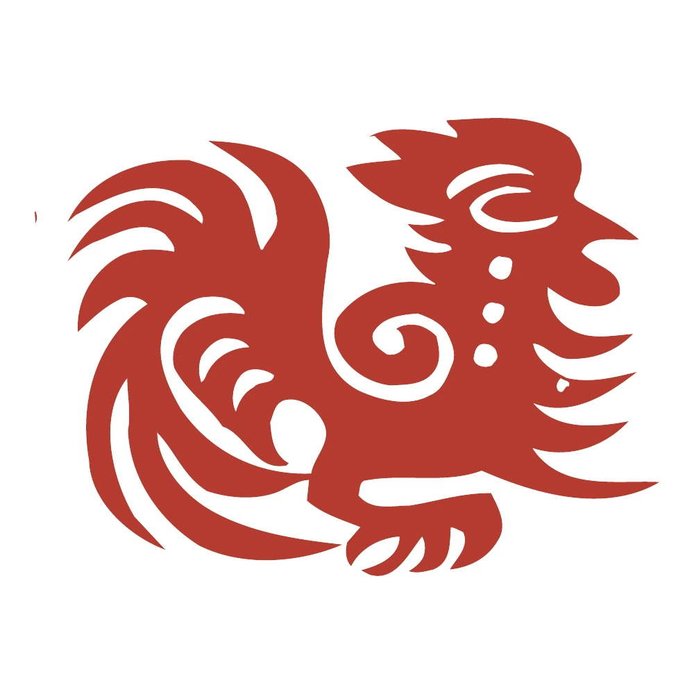 Bold Curled-Tail Rooster paper-cut design