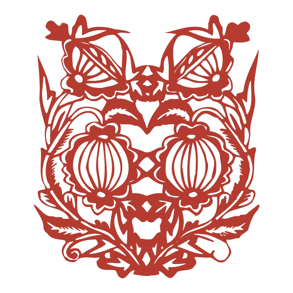 Butterfly and Lantern Pair paper-cut design