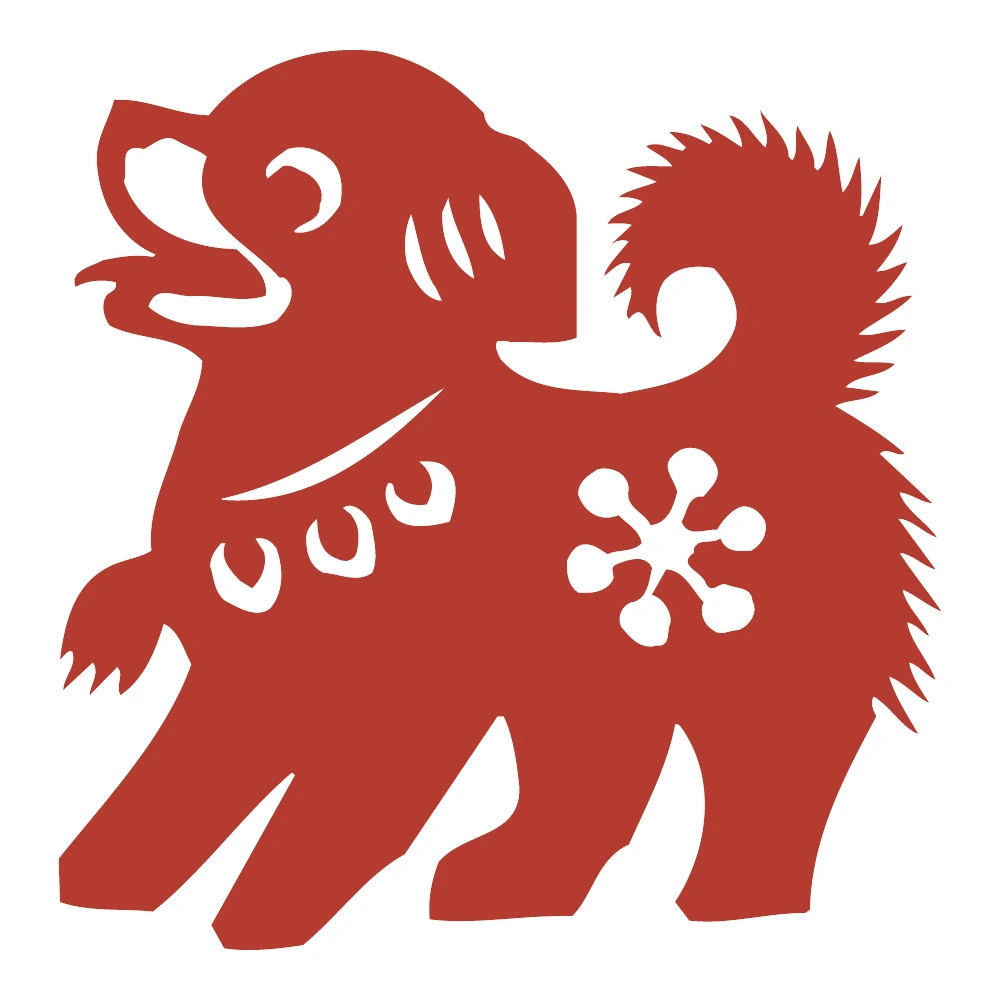 Flower-Marked Dog paper-cut design