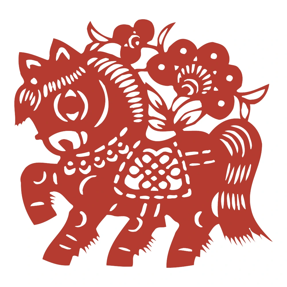 Flower Pony paper-cut design