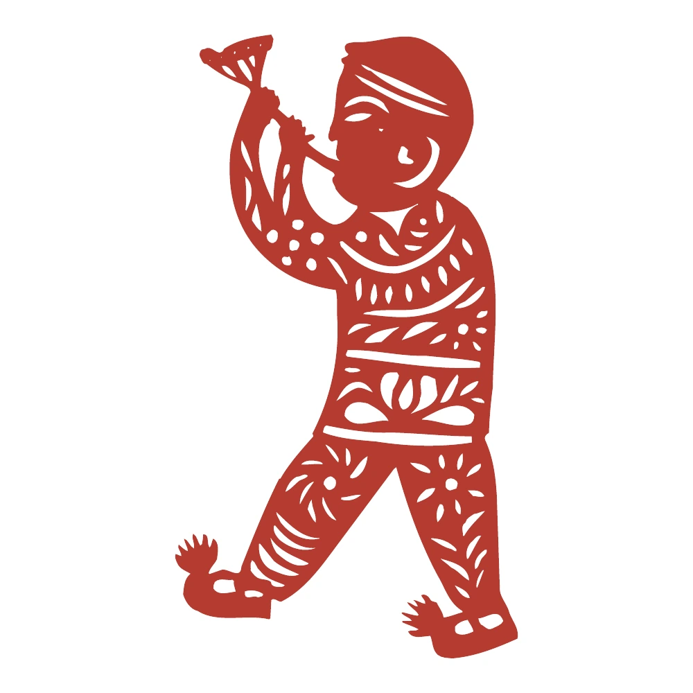 Horn Player paper-cut design