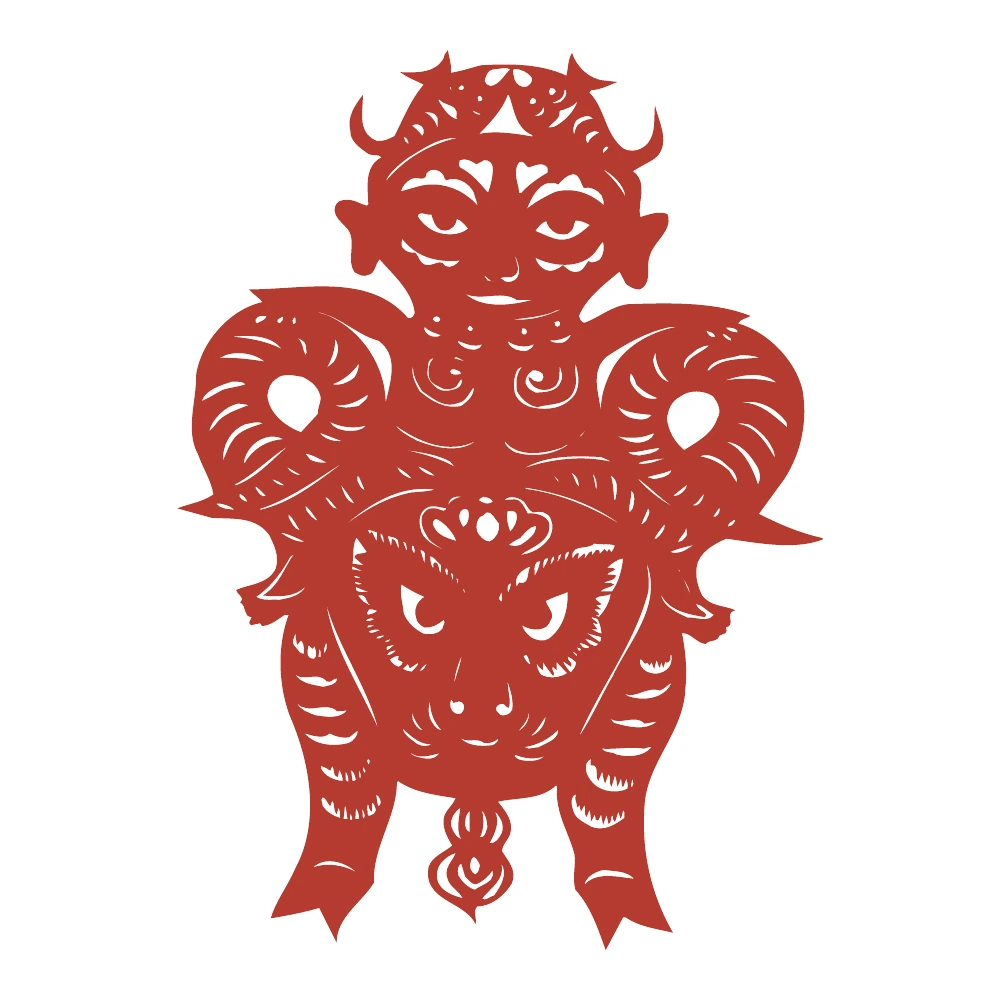 Ornamental Guardian Figure paper-cut design