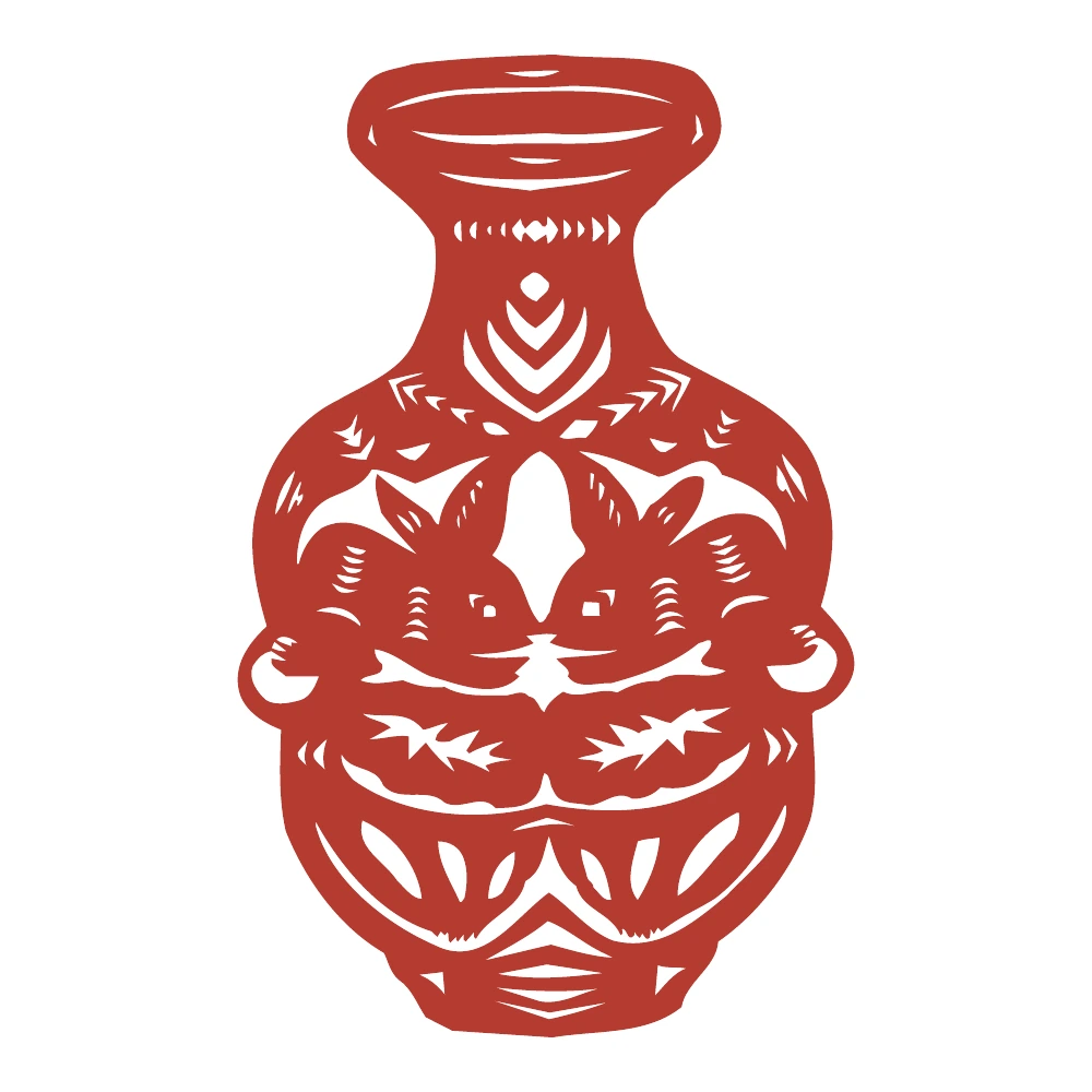 Paired Animal Vase paper-cut design