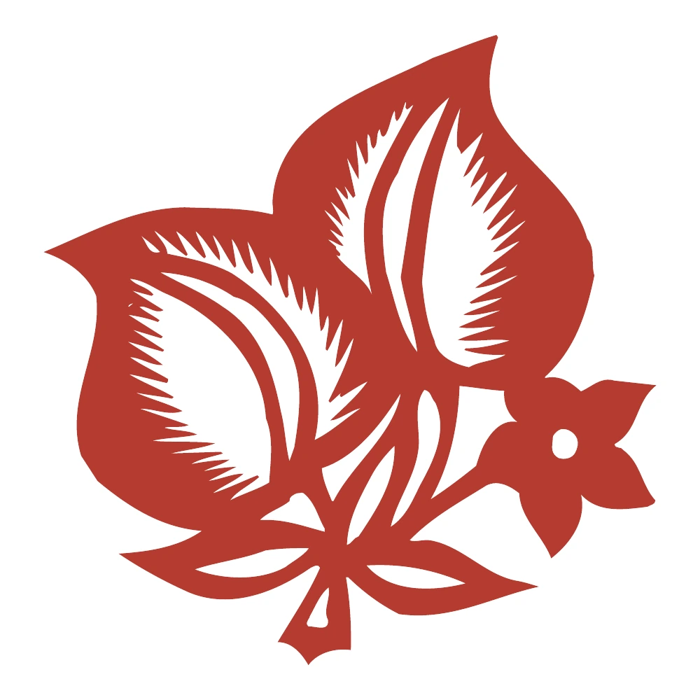 Paired Leaves and Blossom paper-cut design