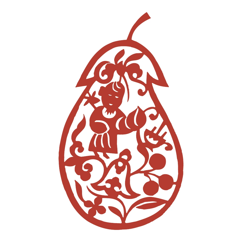Pear-Shaped Bird Ornament paper-cut design