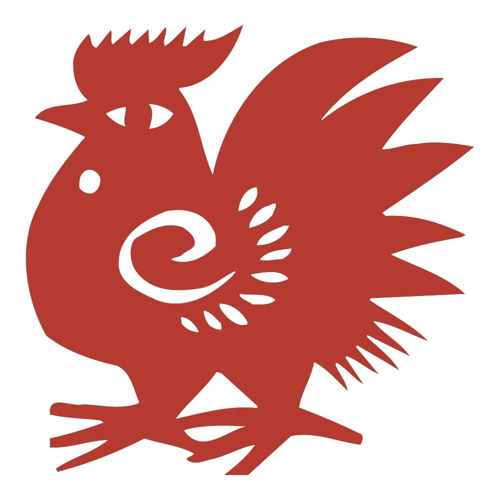 Round-Bellied Rooster paper-cut design