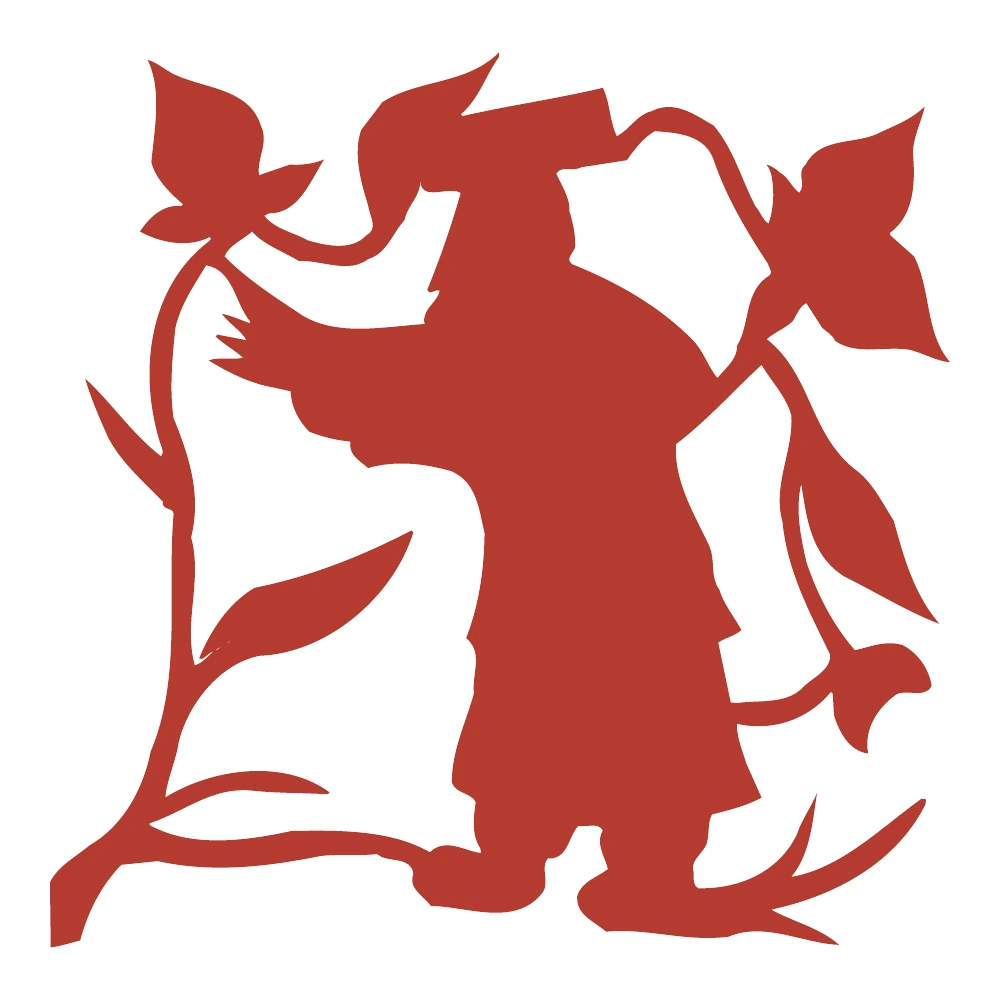 Small Figure under a Leaf Arch paper-cut design