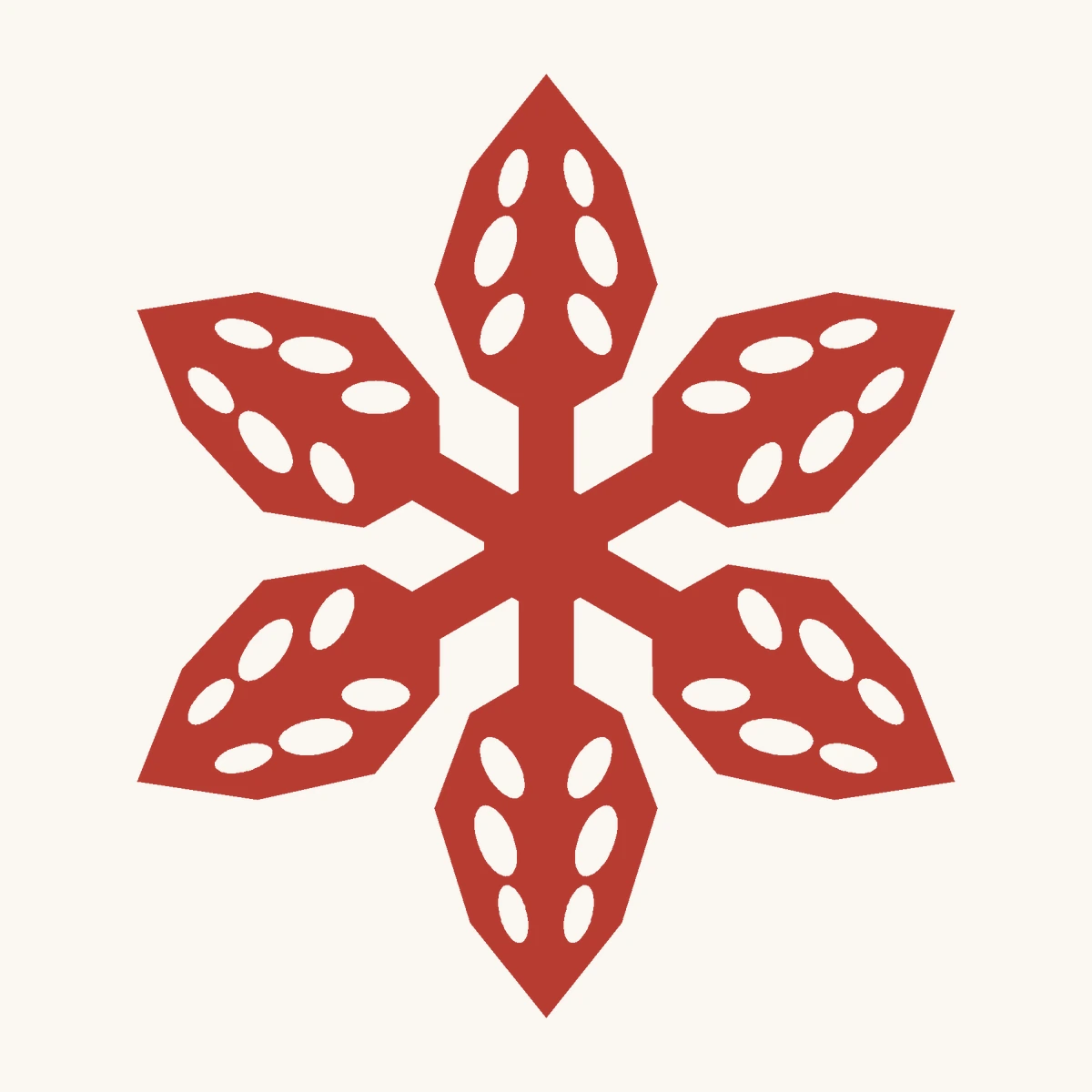 Feather Leaf Snowflake paper-cut design