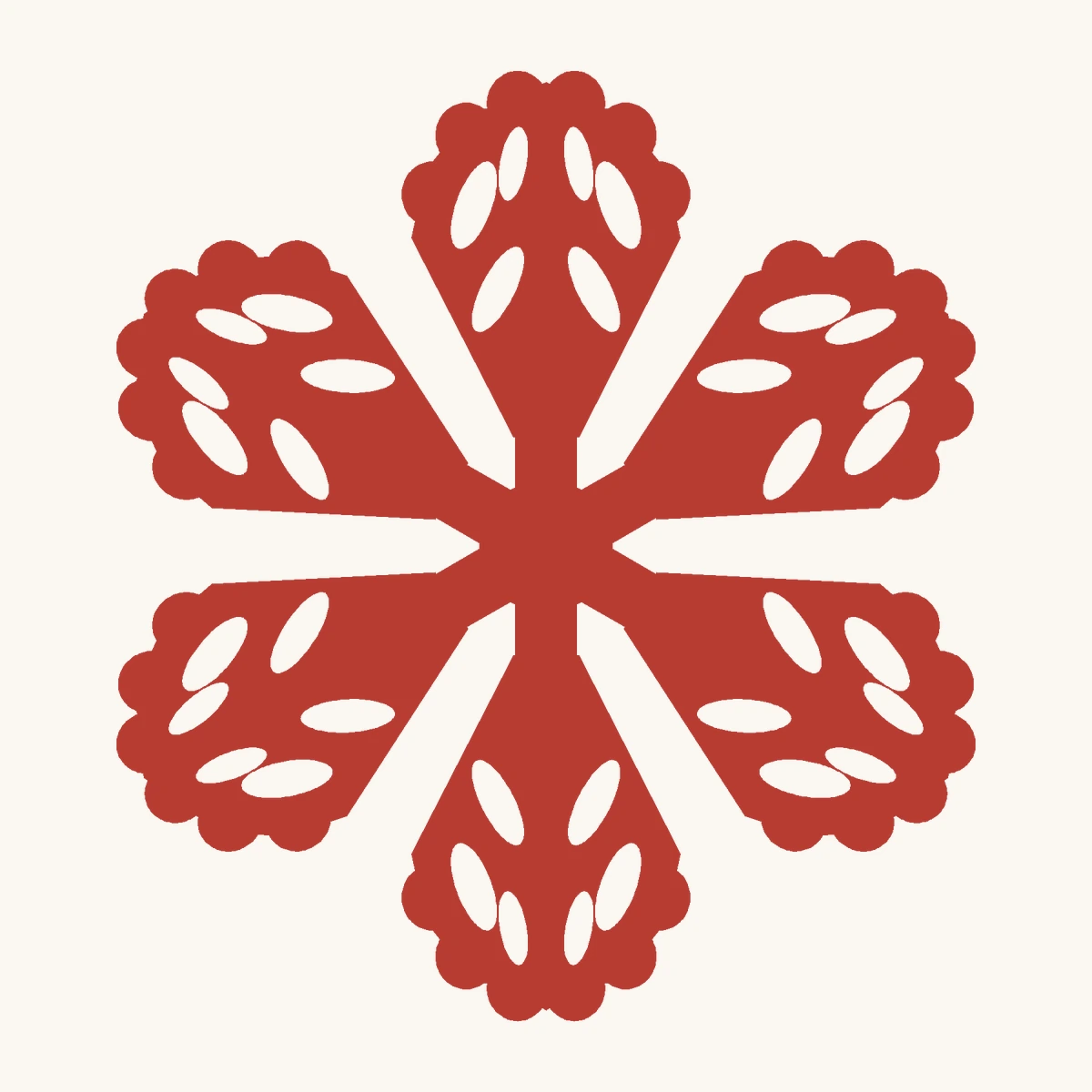 Fern Fan Snowflake paper-cut design
